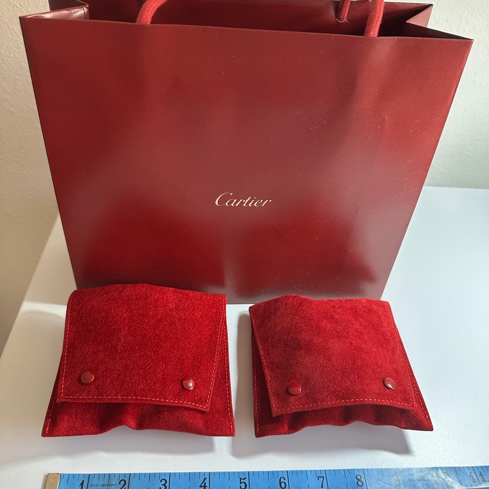 Cartier Red Suede Pouches with Branded Red Bag